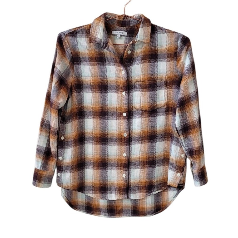 MADEWELL XS Side Button Ex-Boyfriend Flannel Shirt Women